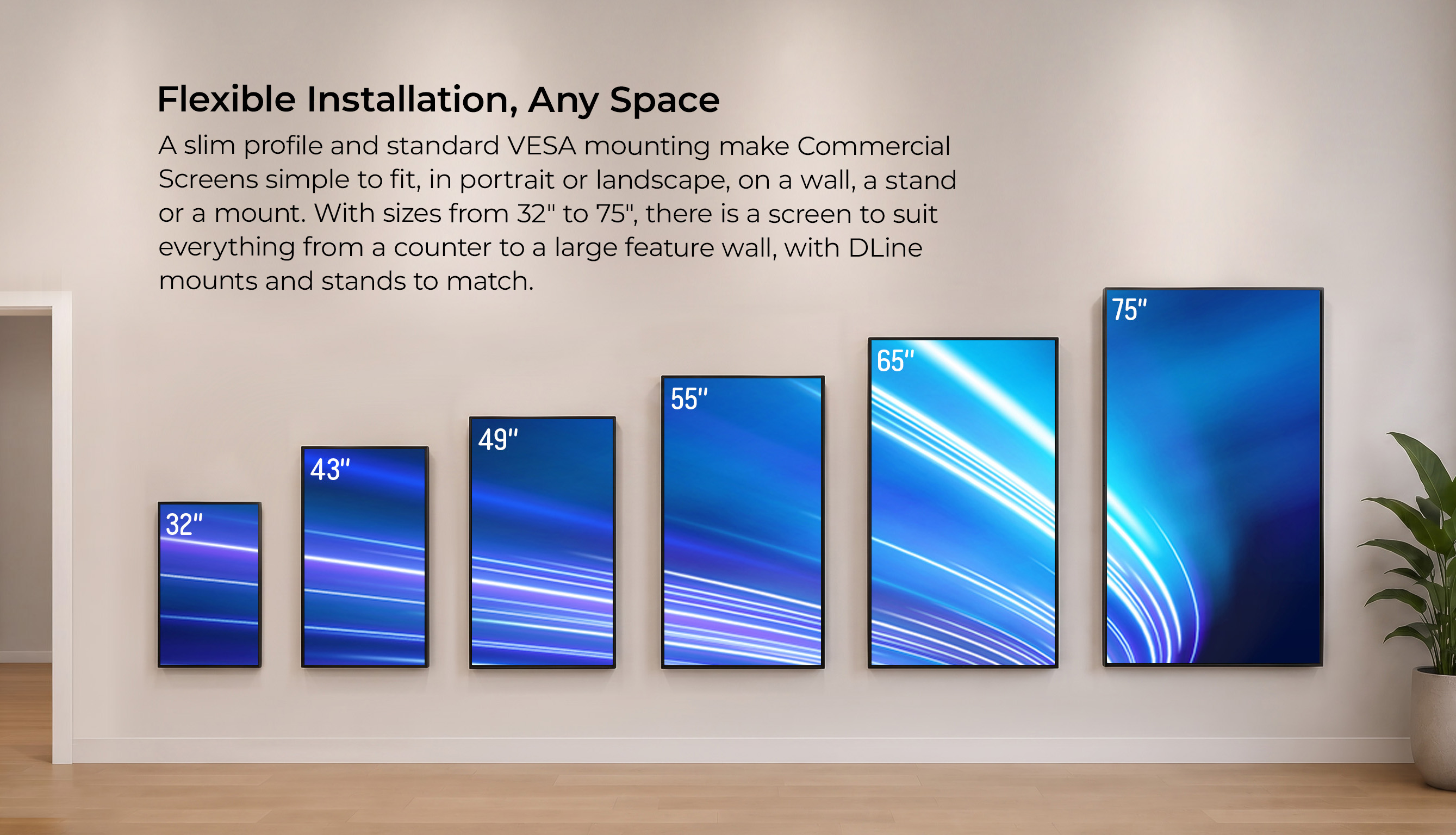 Vesa size compatible multi-sized screens