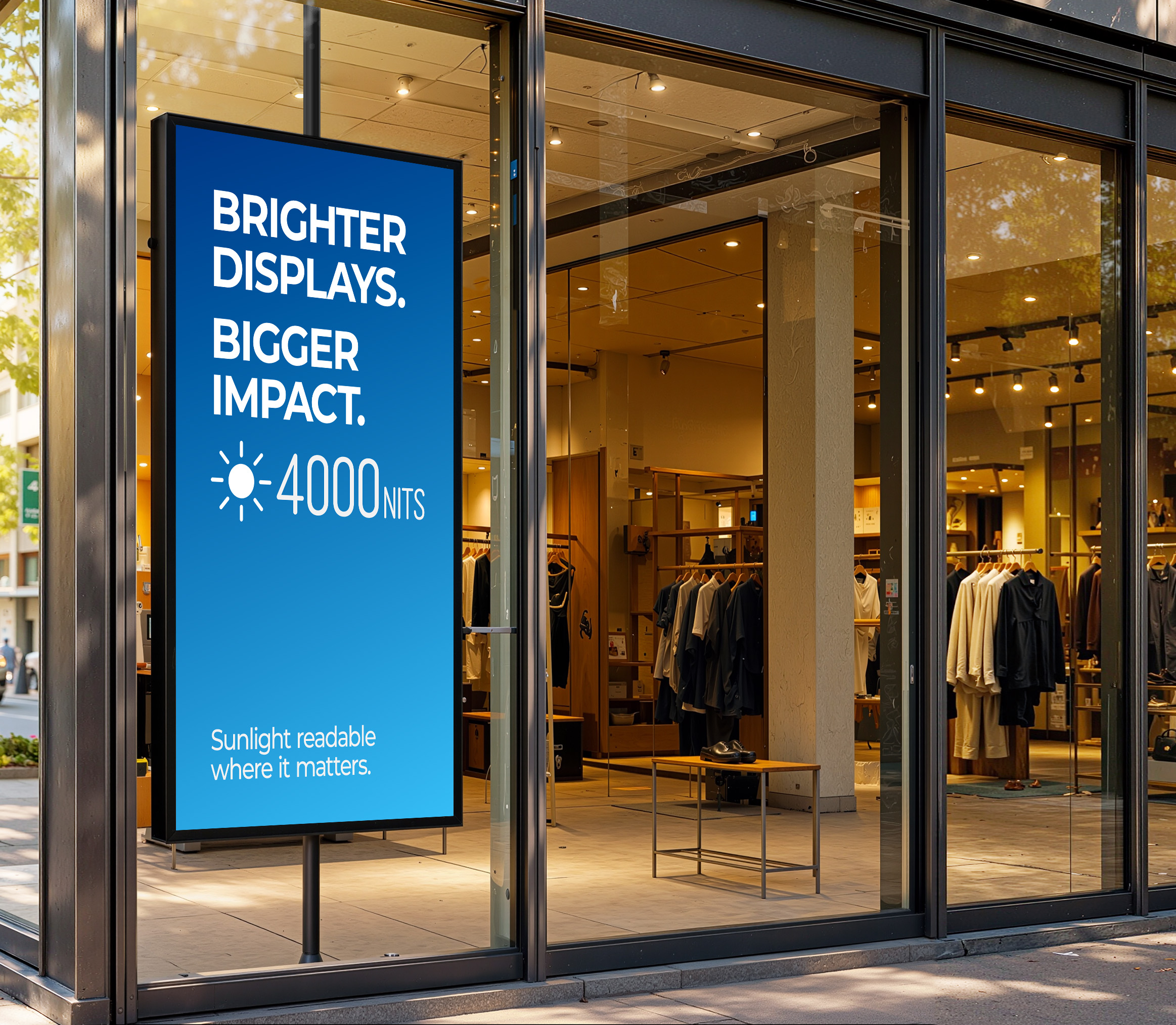 Display adapting brightness between dark and bright environments