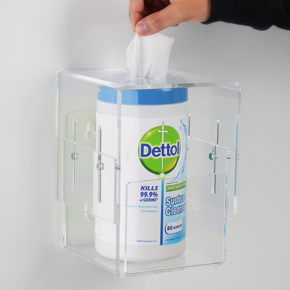 Wall Mounted Wipes Holder - Locking Acrylic - Ships Today!