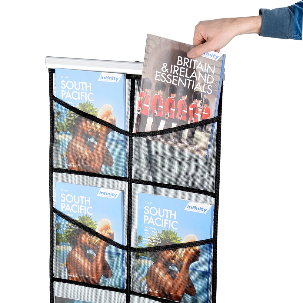 Portable Mesh Brochure Holder – 8 x A4. Buy Online Now