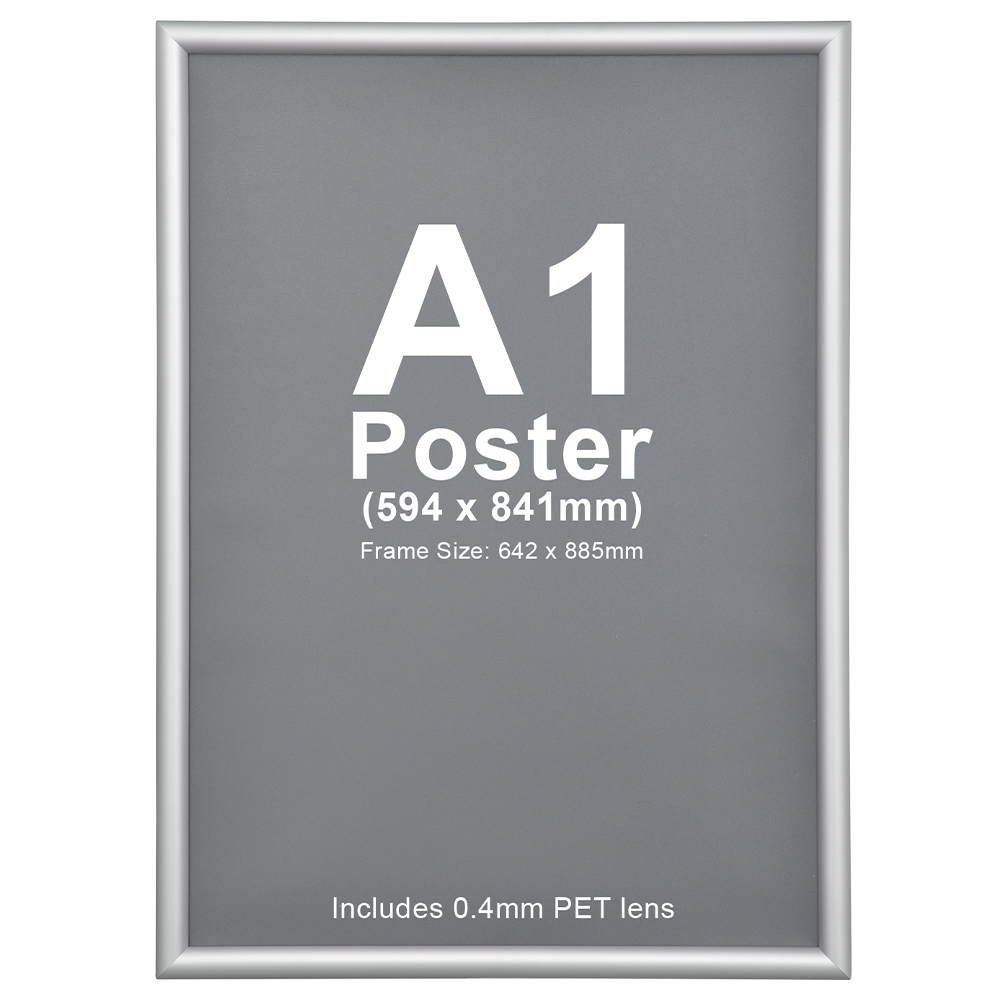 Poster Frame, A1 size. Aluminium Silver Anodised Poster Holders